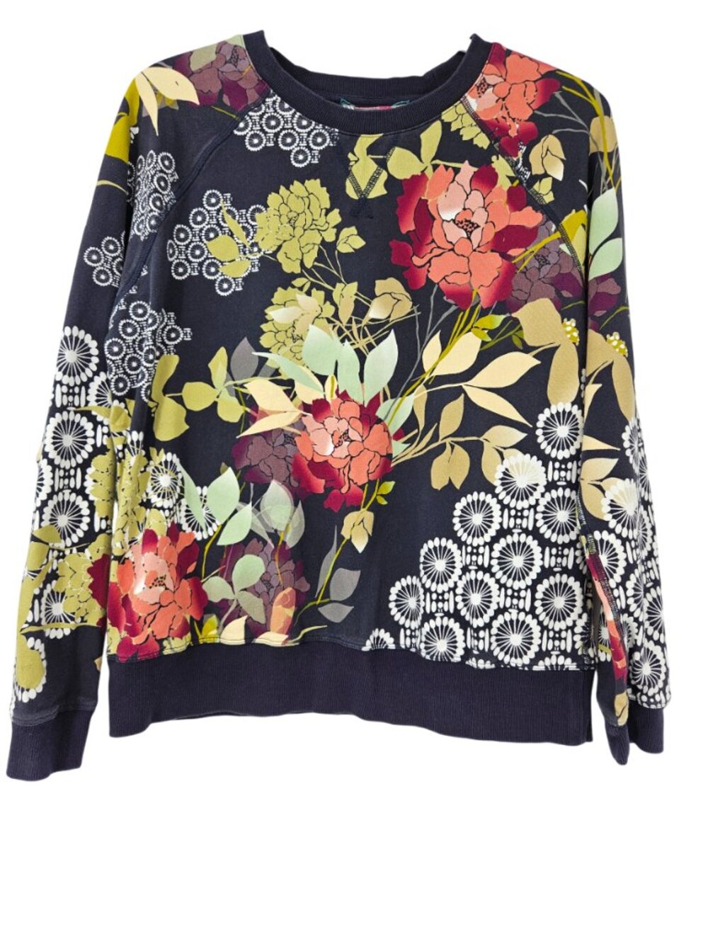 Johnny Was Sierra Raglan Crewneck Sweatshirt Floral Women's Size S Lounge Wear